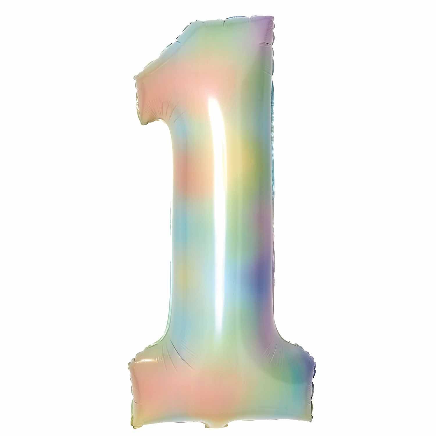 Amscan 34 inch Pastel Rainbow Foil Number 1 72573-9913134-1-3-1500+