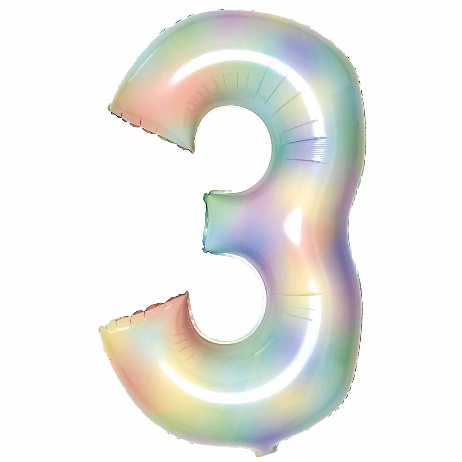 Amscan 34 inch Pastel Rainbow Foil Number 3 72580-9913136-1-3-1500+
