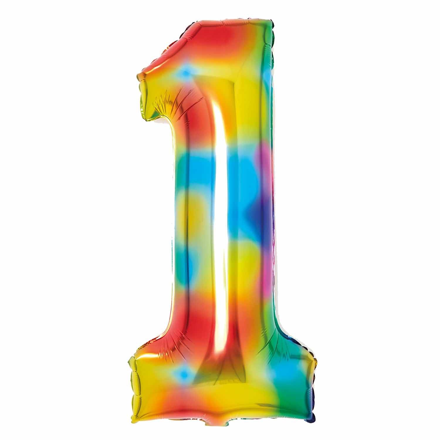 Amscan 34 inch Rainbow Foil Number 1 72586-9913124-1-3-1500+