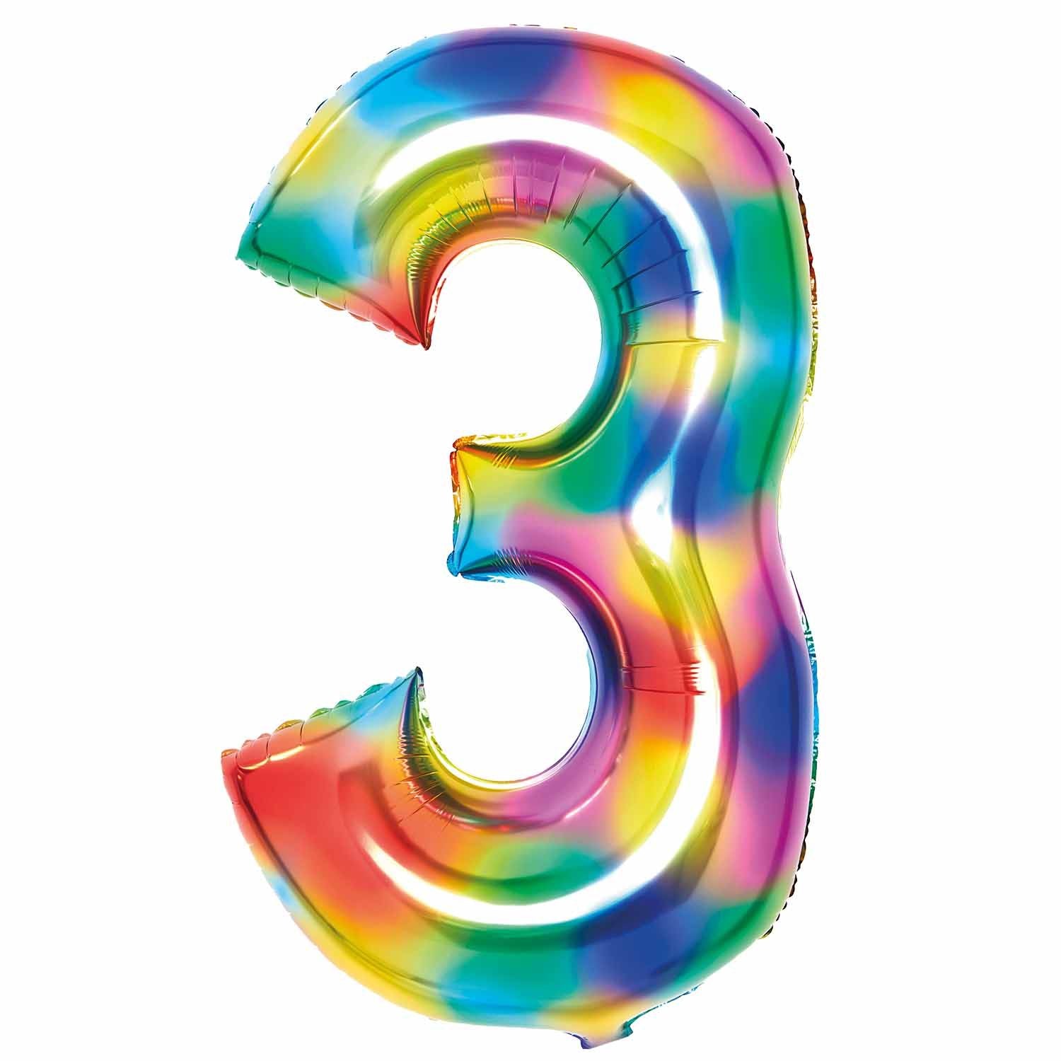Amscan 34 inch Rainbow Foil Number 3 72588-9913126-1-3-1500+