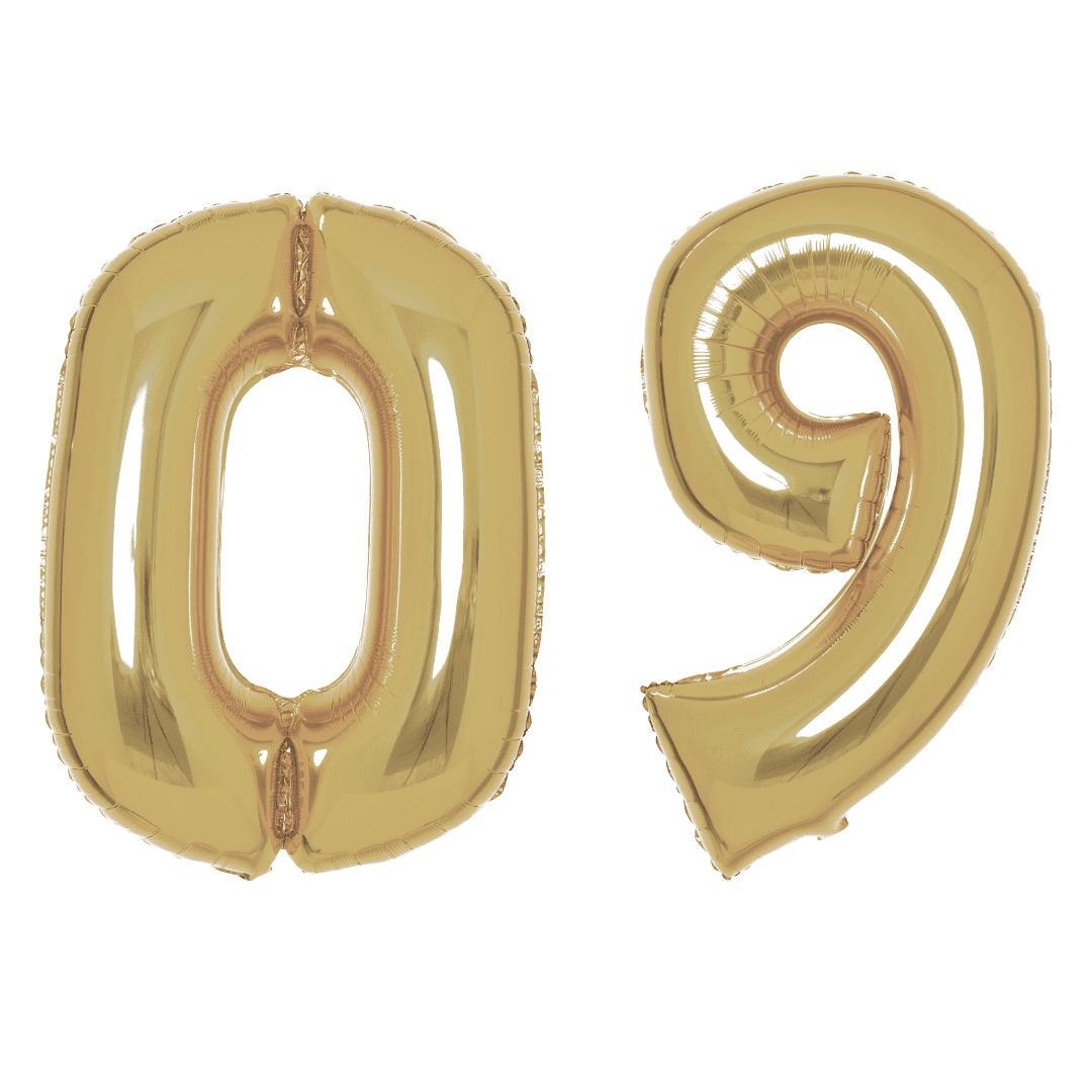 Amscan 34 inch White Gold Foil Number 0-9 74531-9915178-1-3-1500+