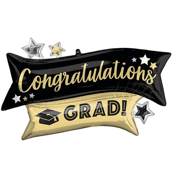 Amscan 38 inch Congratulations Grad Black &amp; Gold Foil Balloon_4421601-500__84560