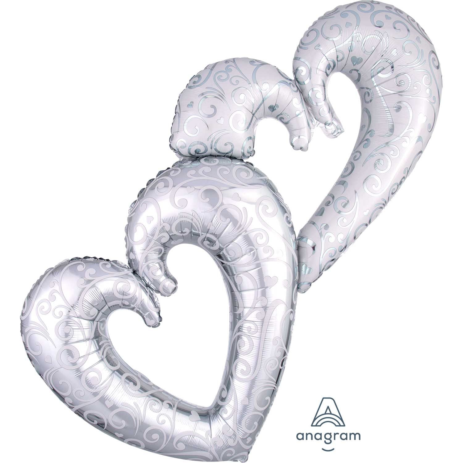 Amscan 53 inch Silver Interlocking Hearts Foil Balloon_55047-3130201-1-3-1500+