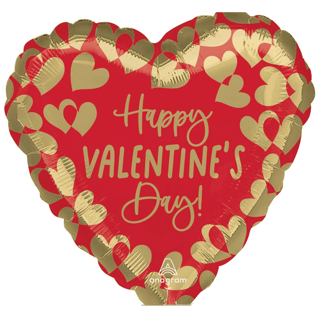 Amscan 9 inch Happy Valentine's Red Gold Hearts Foil Balloon (unpackaged) 45133