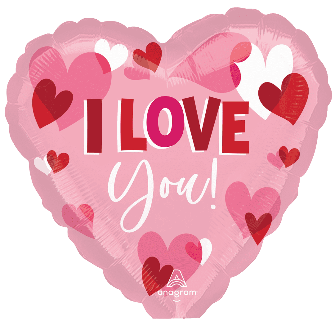 Amscan 9 inch I love You Playful Hearts Foil Balloon (unpackaged)_45132