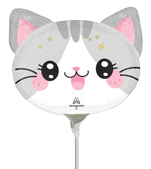 Anagram 14 inch Kawaii Kitty Head Mini Foil Balloon