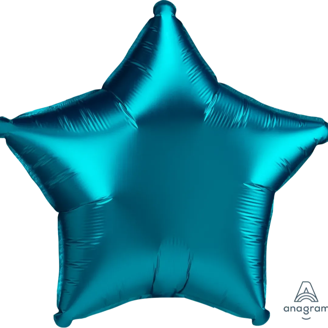 Anagram 18 inch Silk Luxe Aqua Star Foil Balloon.webp