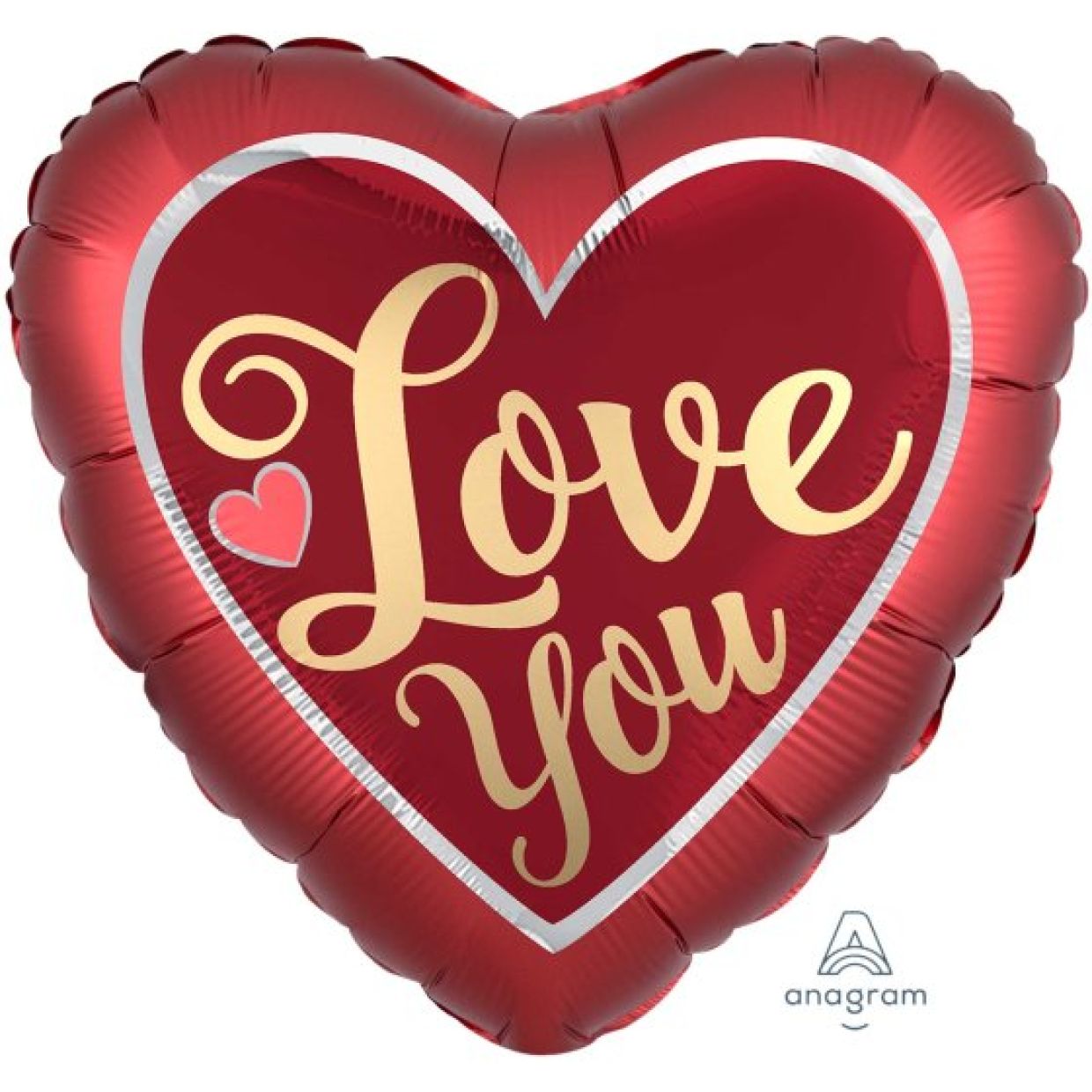 Anagram 28 inch Love You Satin Sangria & Gold Heart Foil Balloon