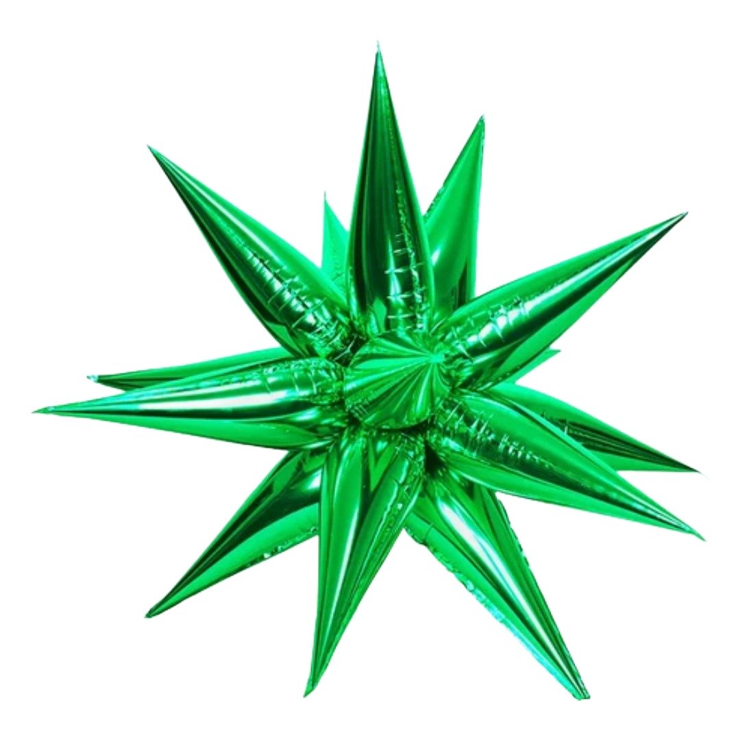 B4U 14 inch 12 point Green Spikey Starburst Mini Foil Balloon