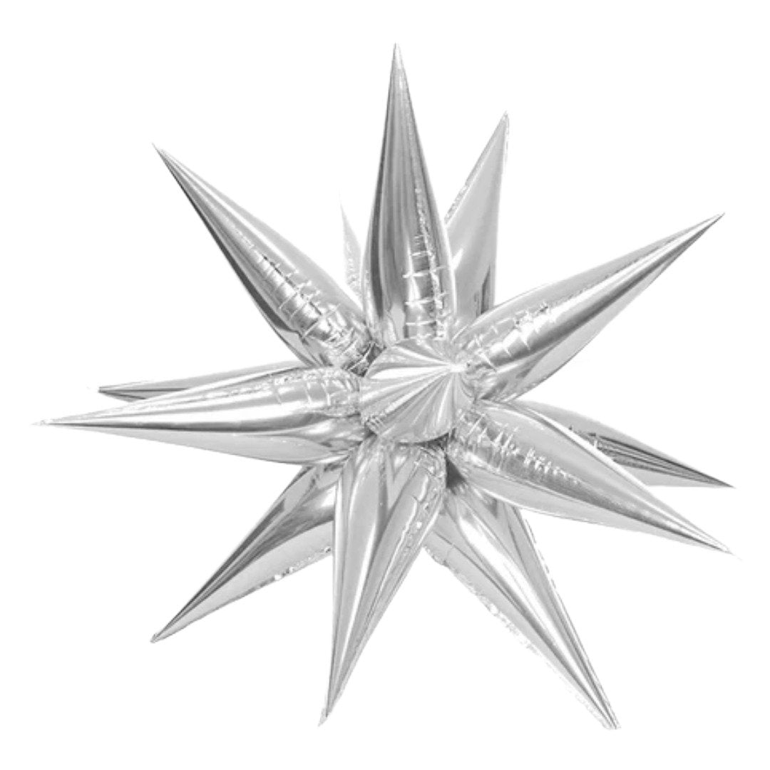 B4U 14 inch 12 point Silver Spikey Starburst Mini Foil Balloon