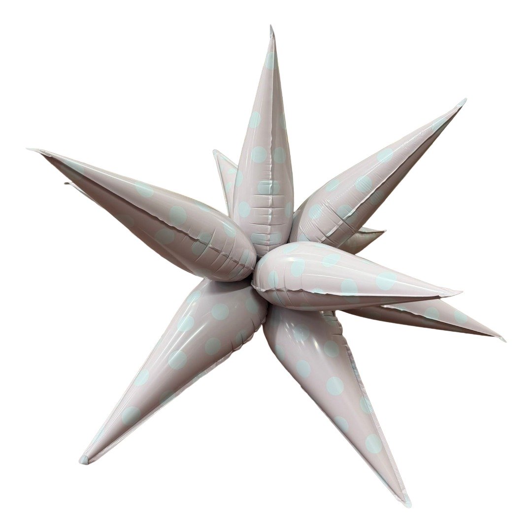 B4U 32 inch 12 point Pink Polka Dots Spikey Starburst Foil Balloon