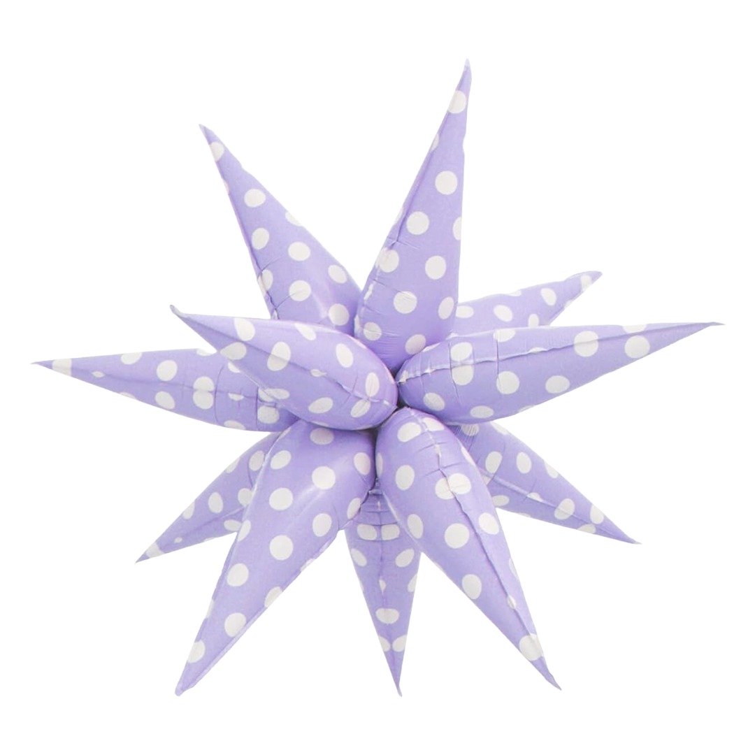 B4U 32 inch 12 point Purple Polka Dots Spikey Starburst Foil Balloon