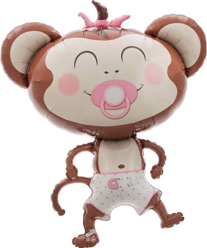 NorthStar 41 inch Baby Girl Monkey Supershape Foil Balloon