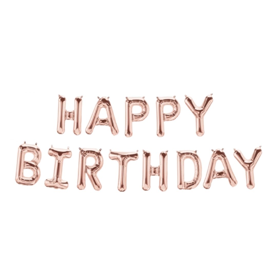 Ballunar 14 inch Happy Birthday Rose Gold Foil Balloon (Banner Pack)