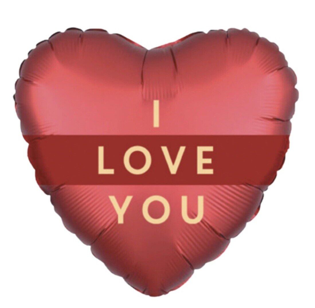 Ballunar 18 inch I Love You Striped Red Foil Balloon_30171