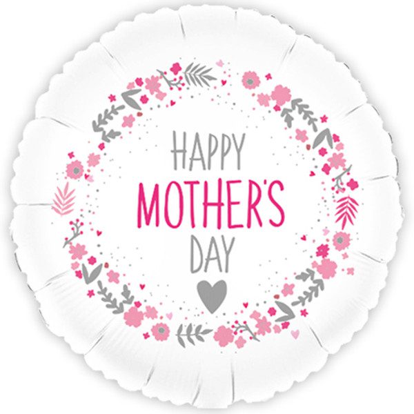 Ballunar 18 inch Mother's Day Pink & Silver Floral Foil Balloon_30195-M3C-500__75417