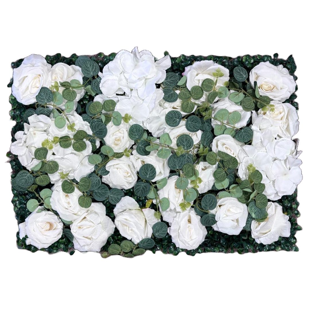Eucalyptus Ivory Roses 60x40cm Flower Panel_14986