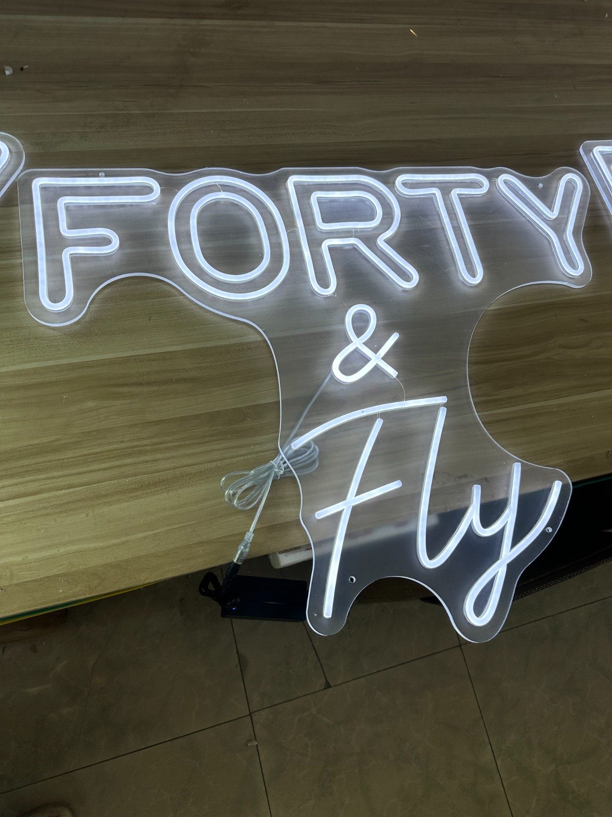 FORTY & Fly 81 x 63cm Cool White Neon Sign
