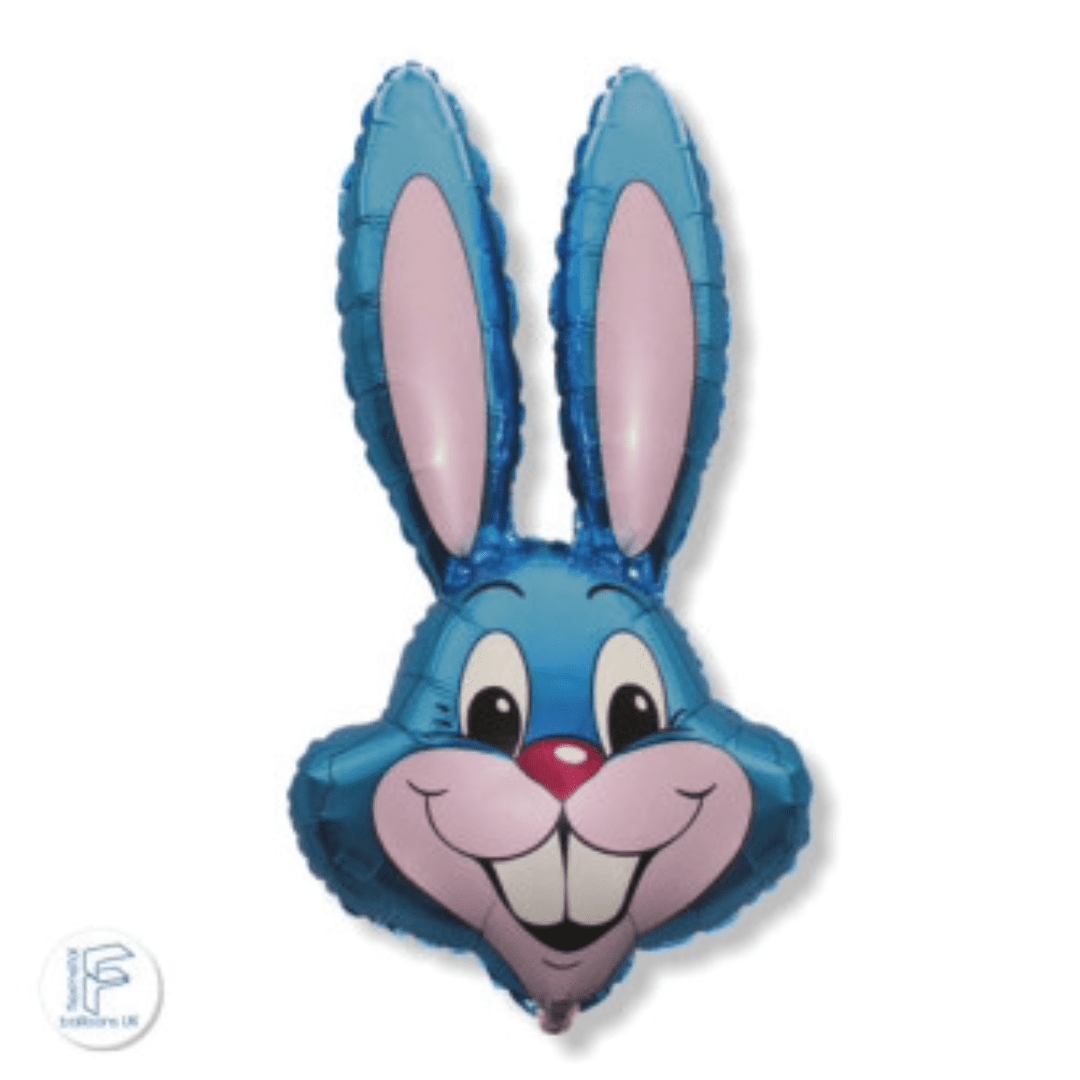 Fleximetal 35 inch Blue Bunny Rabbit Head Shape Foil Balloon