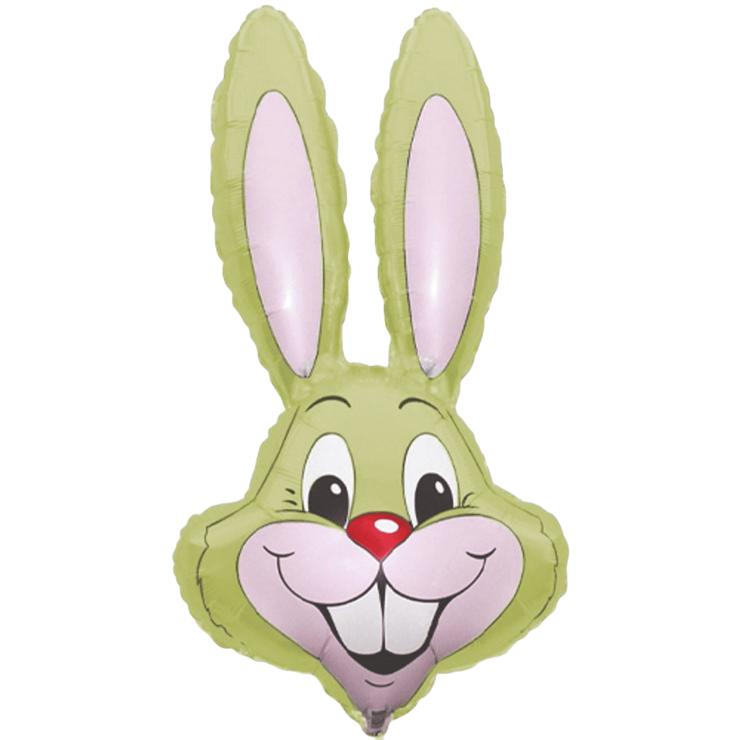 Flexmetal 35 inch Lime Bunny Rabbit Head Shape Foil Balloon_901589
