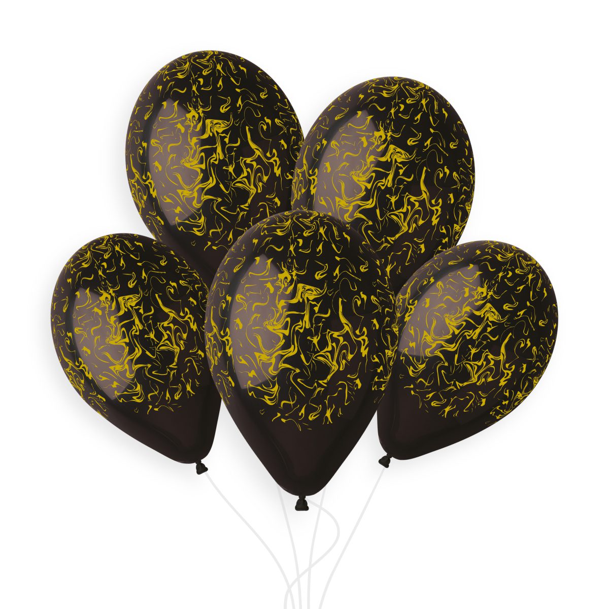 Gemar 13 inch Black & Gold Marble Latex Balloons_946789