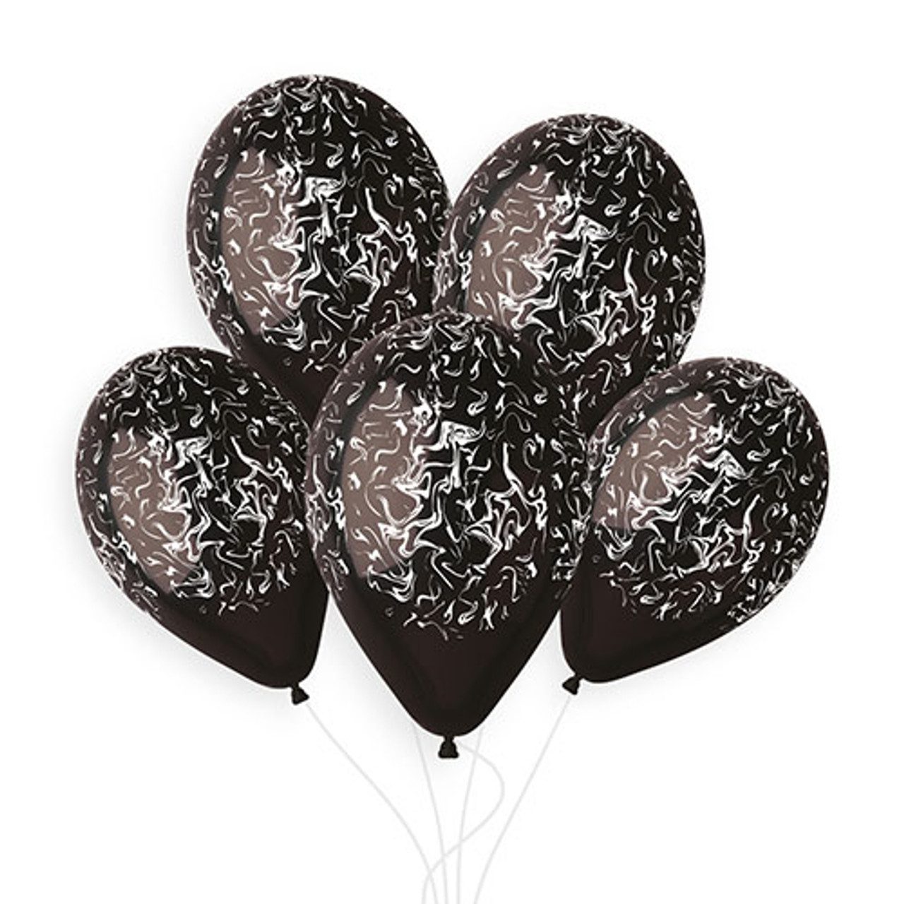Gemar 13 inch Black & White Gemar Marble Latex Balloons_946833