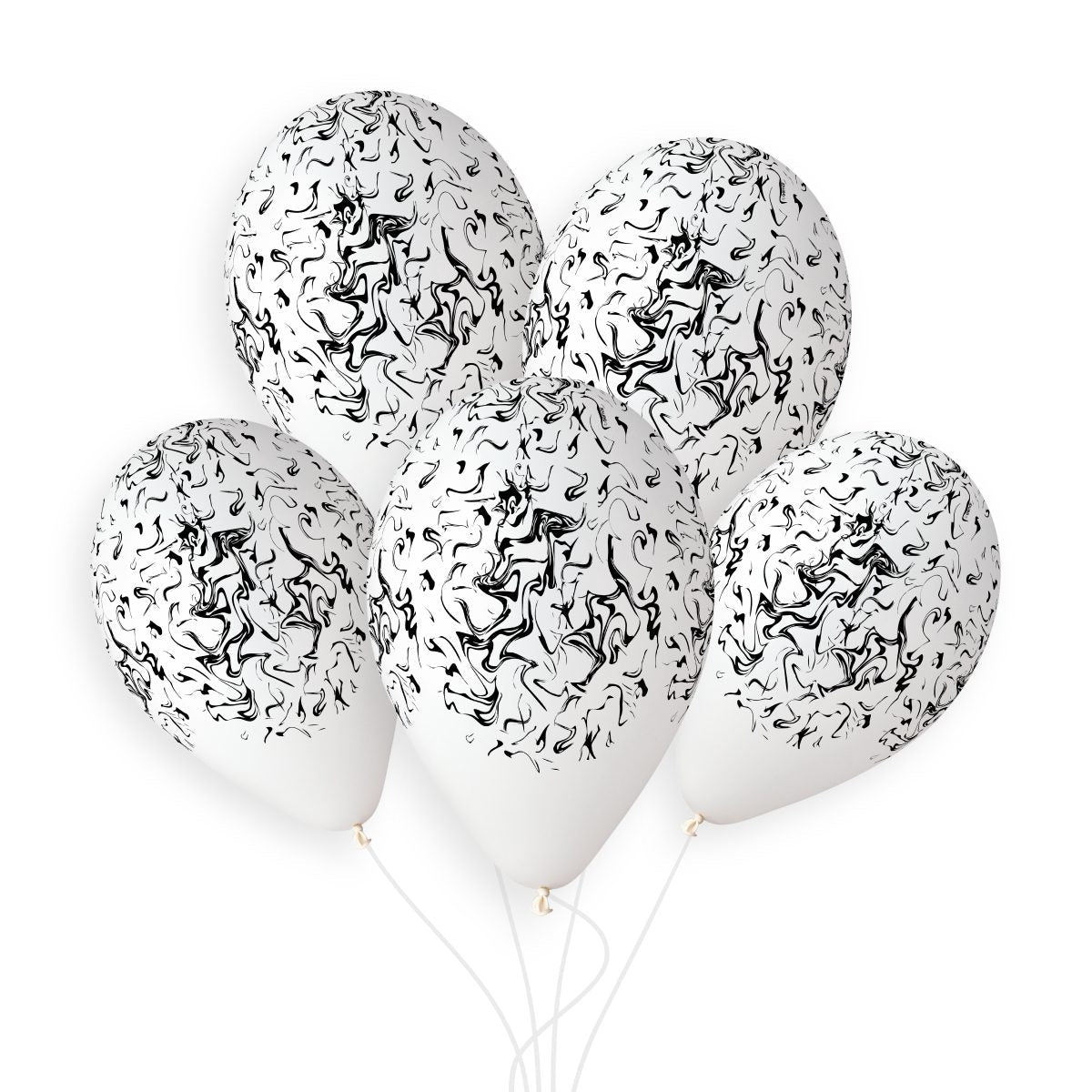 Gemar 13 inch White & Black Marble Latex Balloons_946826