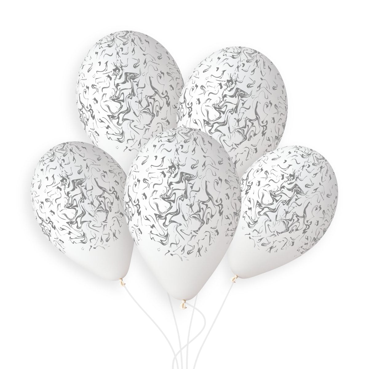 Gemar 13 inch White & Grey Marble Latex Balloons_946802