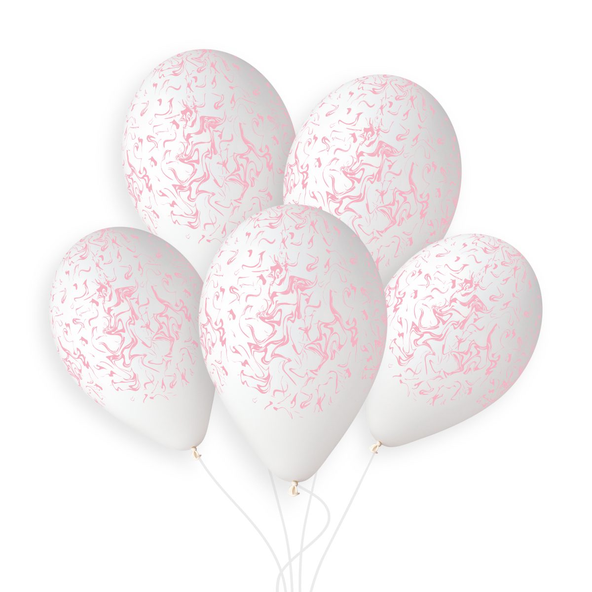 Gemar 13 inch White & Pink Marble Latex Balloons_946857