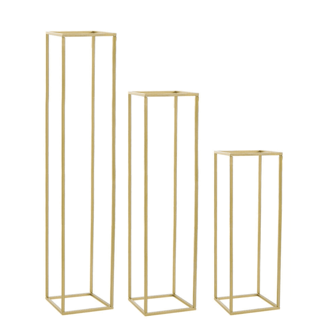 Gold Rectangular Plinths Flower Stands