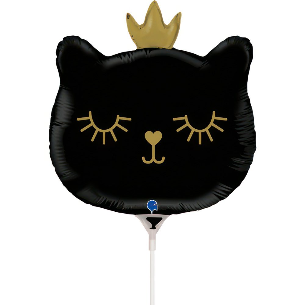 Grabo 14 inch Black Cat Princess Mini Foil Balloon (Air Filled) _g72099-cat-princess-black-mini-b
