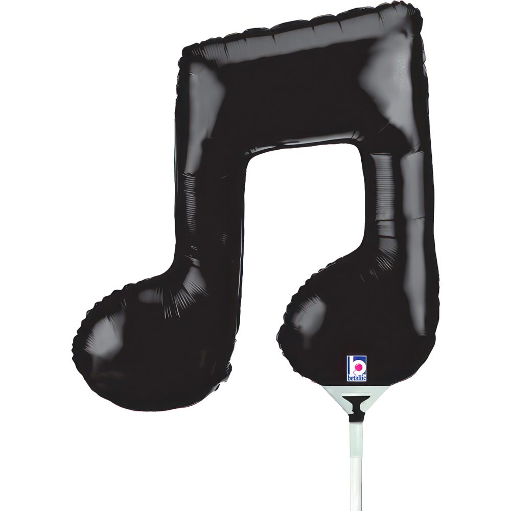 Grabo 14 inch Black Double Music Note Mini Foil Balloon (Air Filled)_19354-music-note-double-black-b
