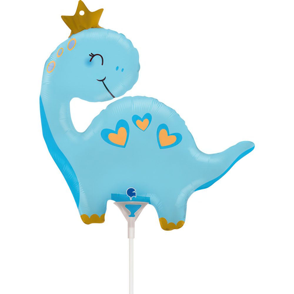 Grabo 14 inch Blue Dino Mini Foil Balloon (Air Filled) _g72169-blue-dino-mini-b