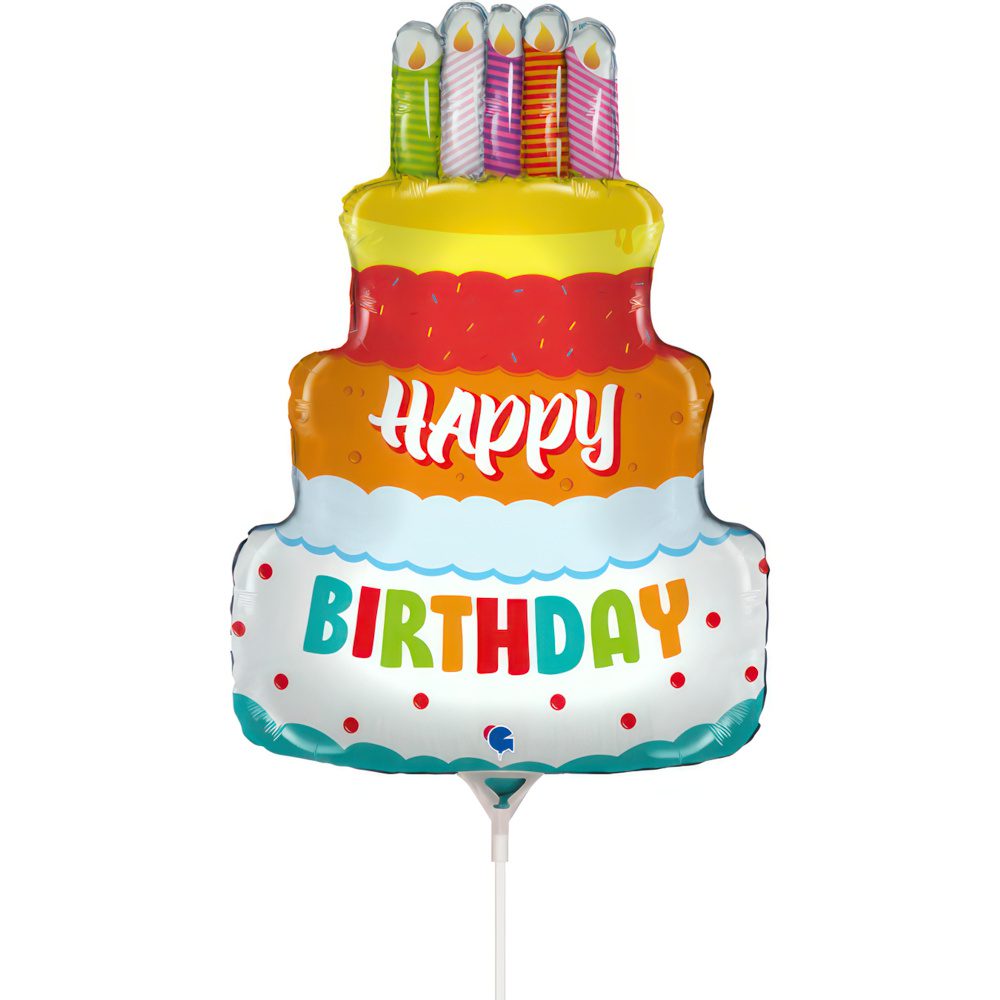Grabo 14 inch Colourful Birthday Cake Mini Foil Balloon (Air Filled)_g72068-birthday-cake-mini-b