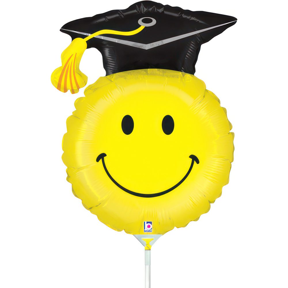 Grabo 14 inch Grad Smiley Mini Foil Balloon (Air Filled)_19145-grad-smiley-b