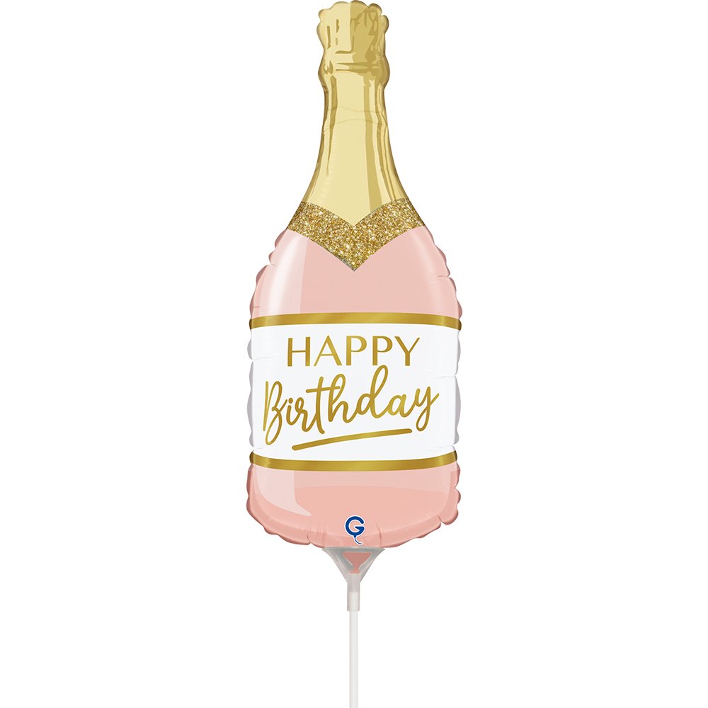Grabo 14 inch Pink Birthday Bottle Mini Foil Balloon (Air Filled)