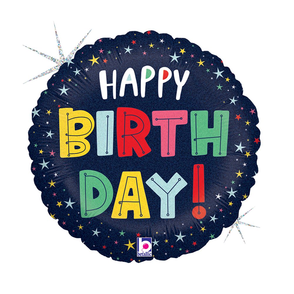 Grabo 18 inch Birthday Colorful Stars Glitter Holo Balloon_26123gh-r18-birthday-colorful-stars-b