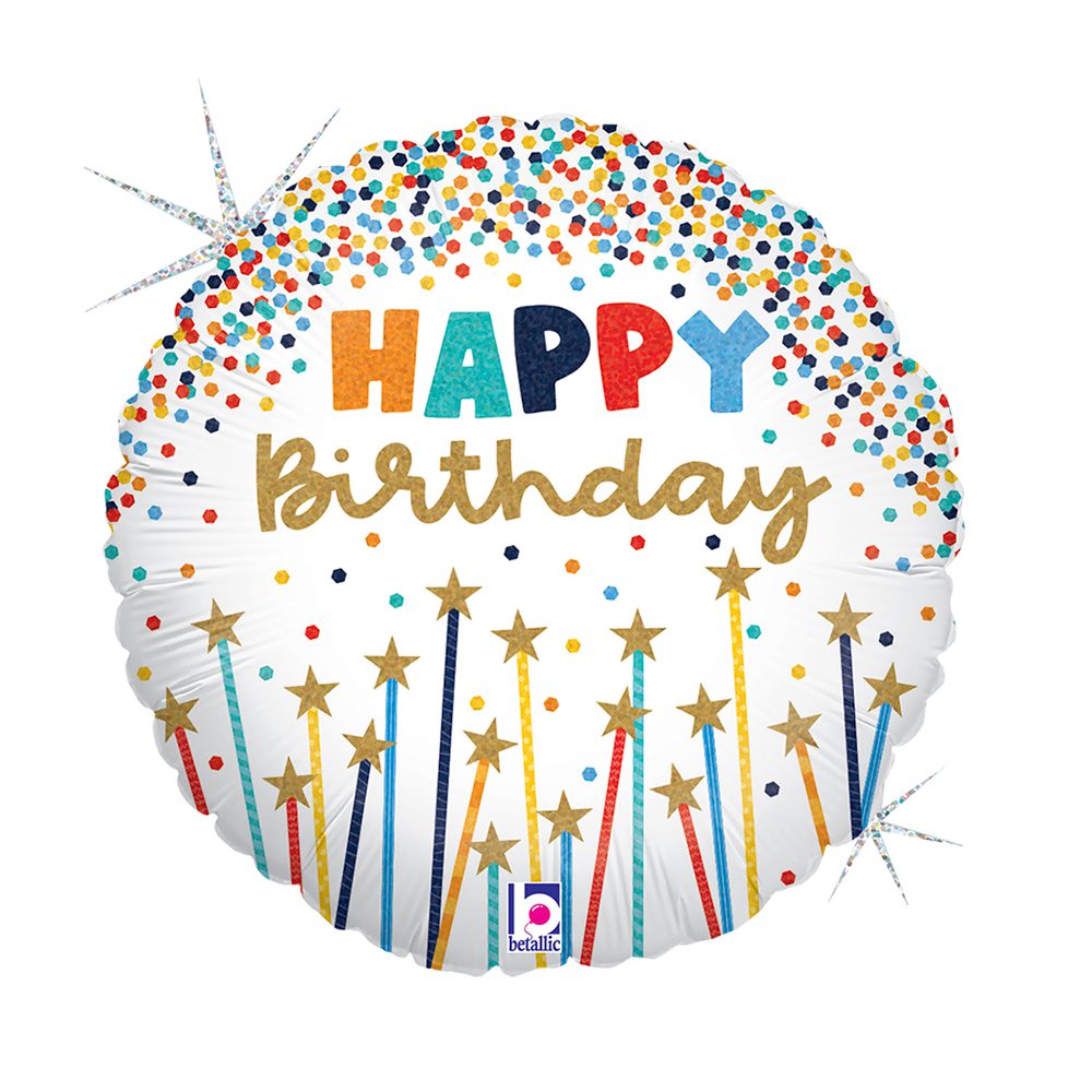 Grabo 18 inch Birthday Star Candles Glitter Holo Balloon_26117gh-r18-birthday-star-candles-b