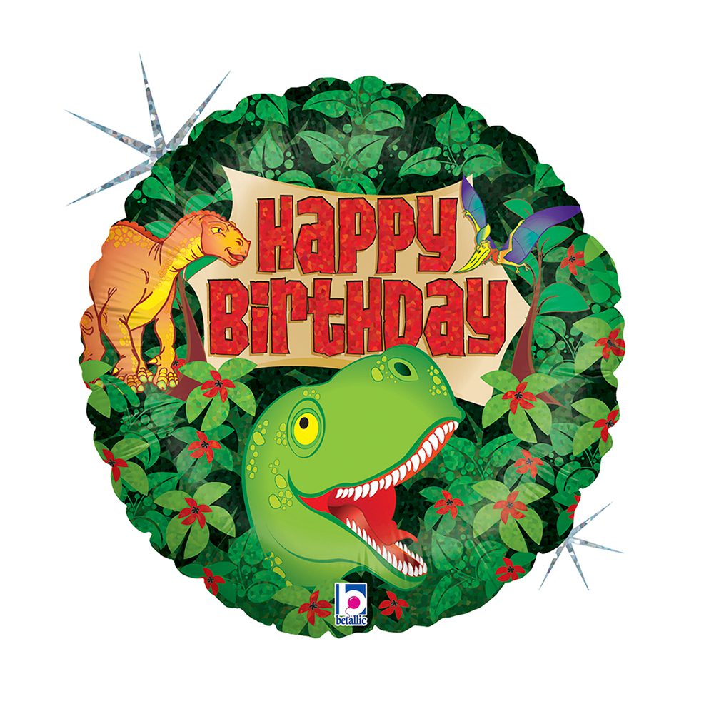 Grabo 18 inch Dinosaur Birthday Holographic Balloon