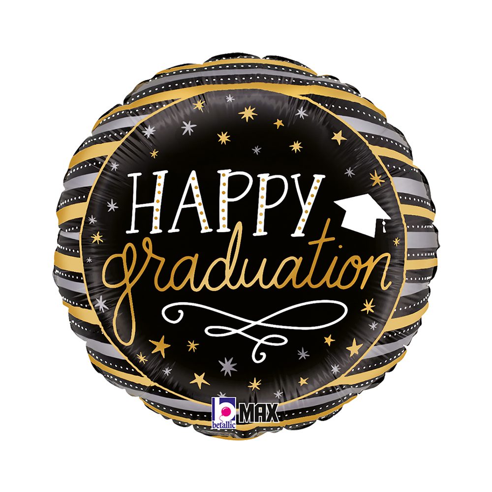 Grabo 18 inch Round Satin Metallic Graduation Stripes Foil Balloon_26350p-r18-satin-metallic-graduation-stripes-b