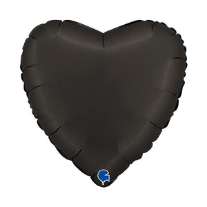 Grabo 18 inch Satin Fume Black Satin Heart Foil Balloon