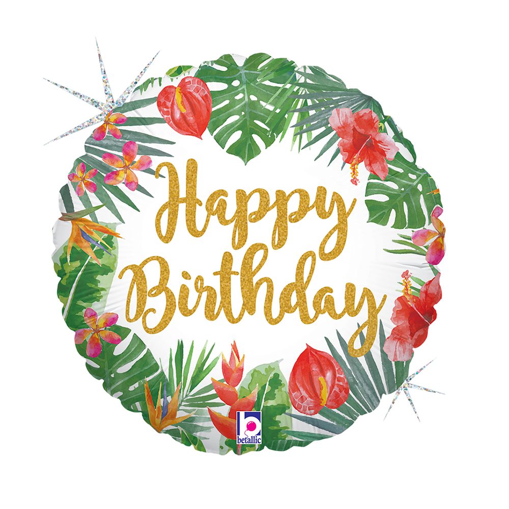 Grabo 18 inch Tropical Birthday Glitter Holo Balloon_36805gh-r18-tropical-birthday-b