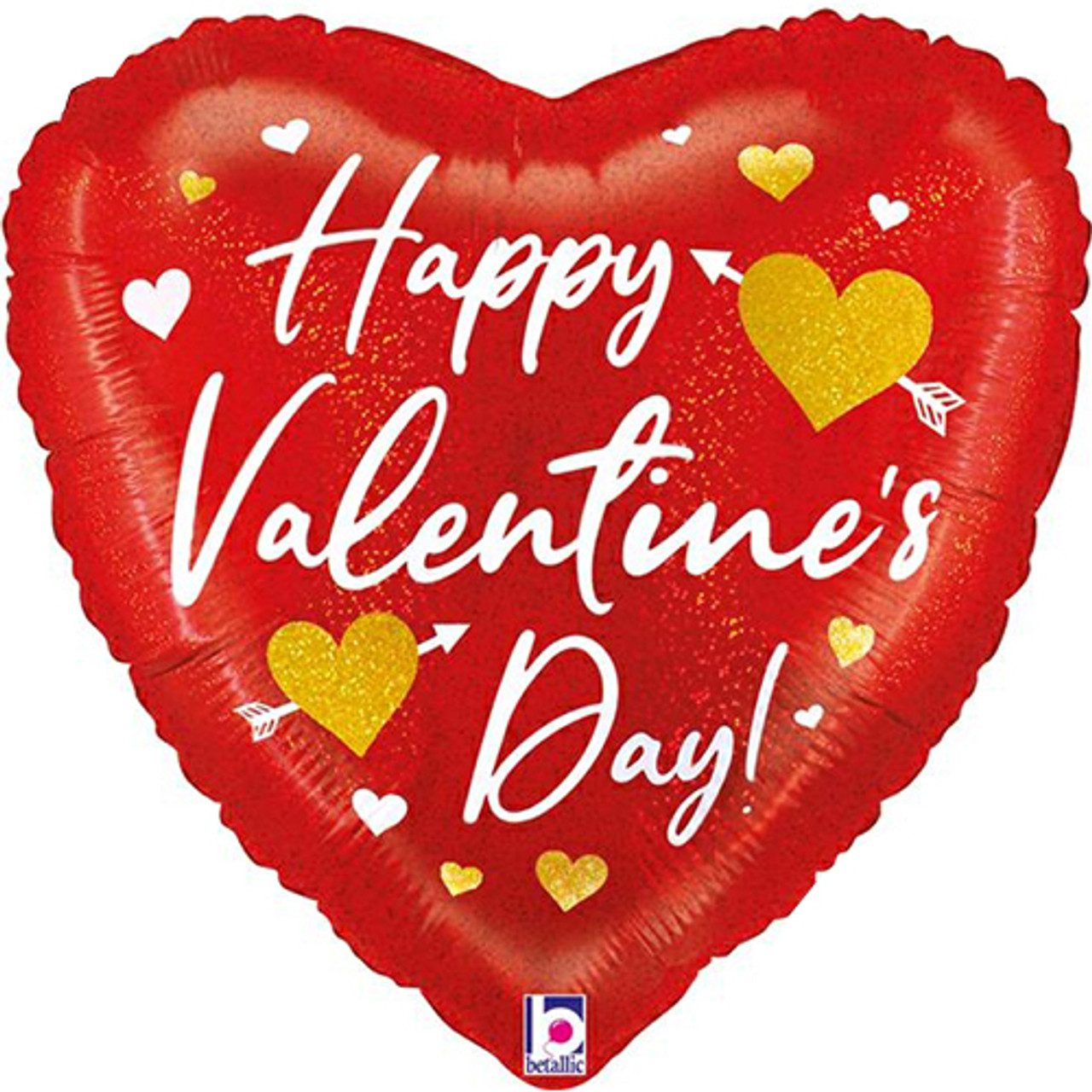 Grabo 18 inch Valentine's Day Gold Heart Arrow Red Foil Balloon_26333GH