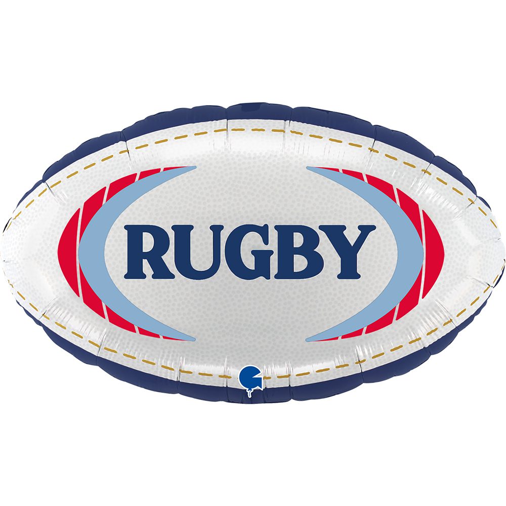 Grabo 20 inch White Red Blue Rugby Ball Foil Balloon_g72202-rugby-ball-fr-b