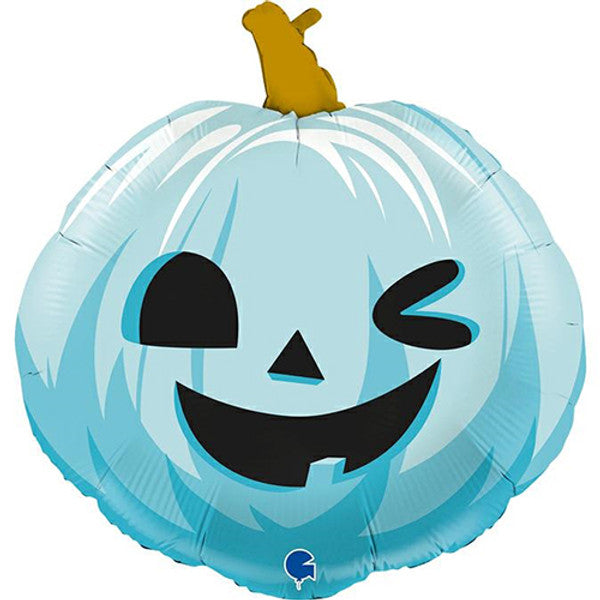Grabo 22 inch Funny Blue Pumpkin Face Foil Balloon