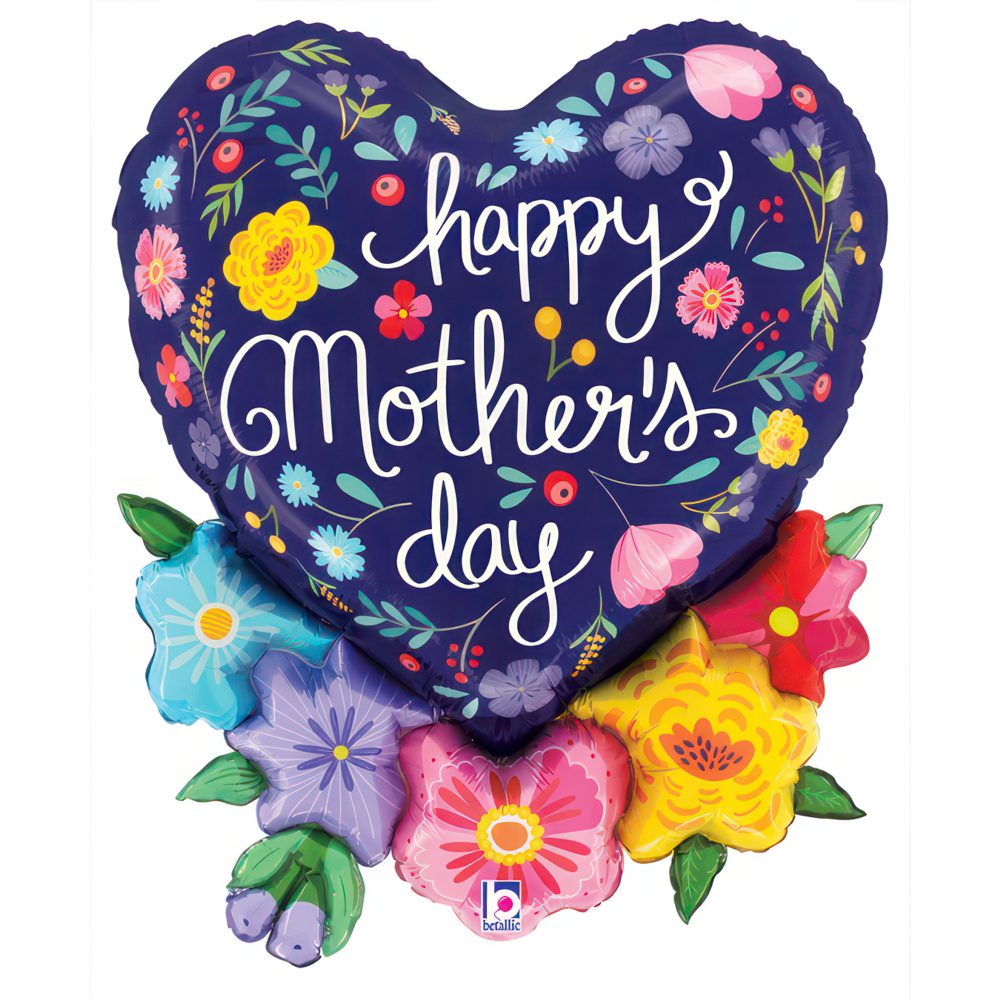 Grabo 28 inch Mother's Day Floral Heart Foil Balloon_25339-mothers-day-folk-floral-b