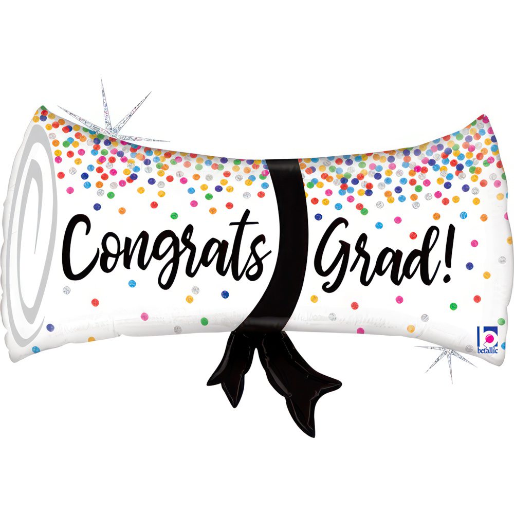 Grabo 31 inch Confetti Graduation Scroll Foil Balloon