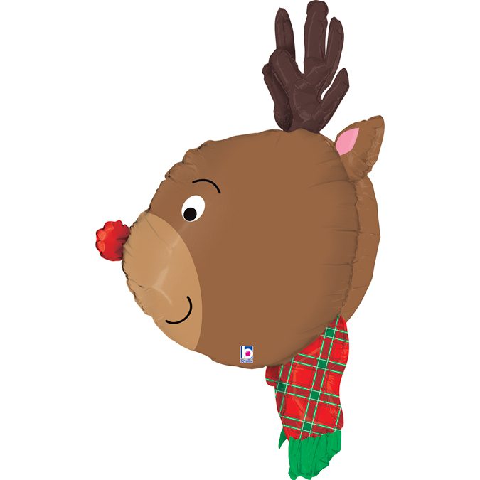 Grabo 35inch Reindeer With Tartan Scarf Foil Balloon_35391 b