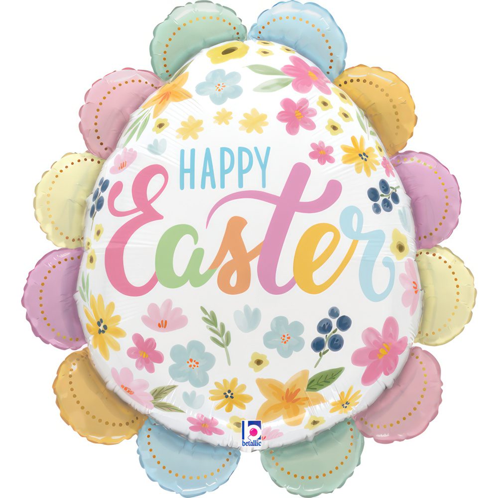 Grabo 39 inch Ruffled Floral Easter Egg Foil Balloon_25335