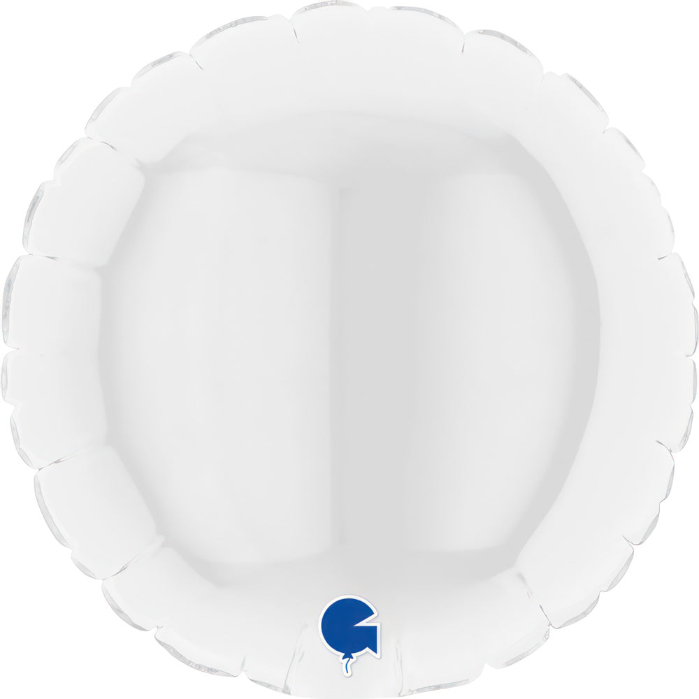 Grabo 4 inch White Round Mini Foil Balloon (Air-Filled)